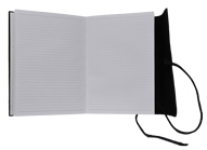 black leather wrapped journal with string closure