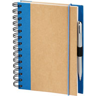 recycled spiral journal with blue cloth trim
